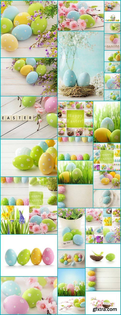 Easter collage, delicate coloring eggs 33X JPEG