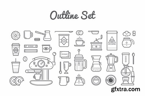 GraphicRiver - Great 32+32 Vector Coffee Icons Set 10498144