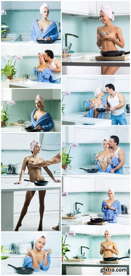 Sexy kissing couple in the kitchen 10X JPEG