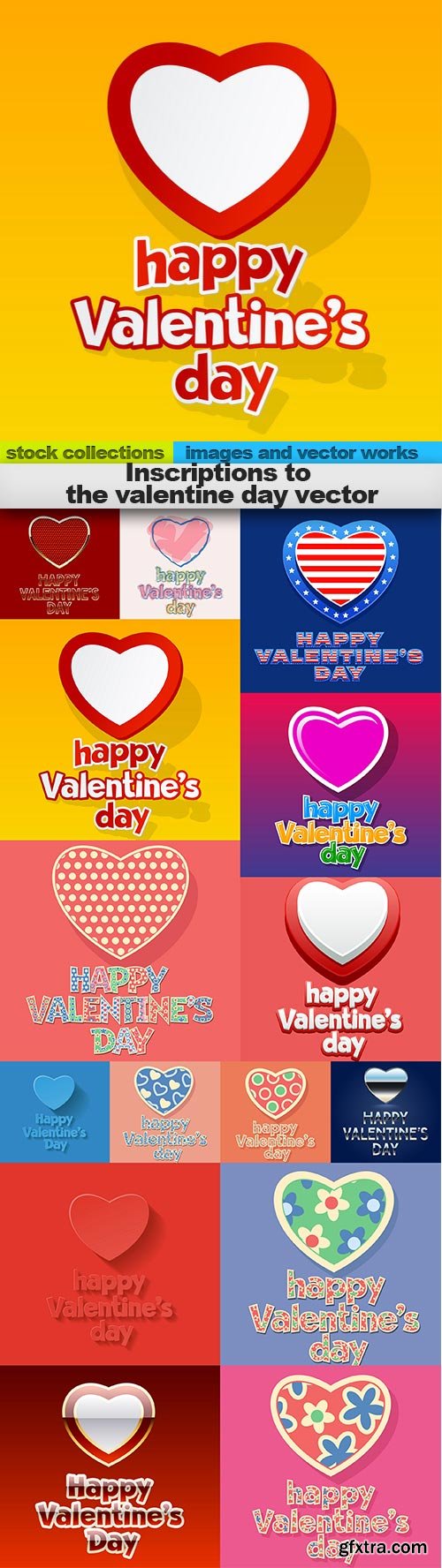 Inscriptions to the valentine day vector, 15 x EPS