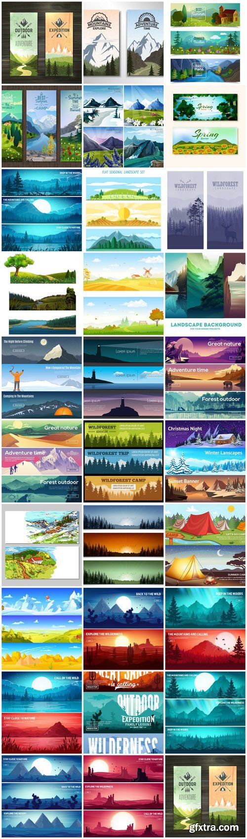 Nature Landscape Banners - 30 Vector