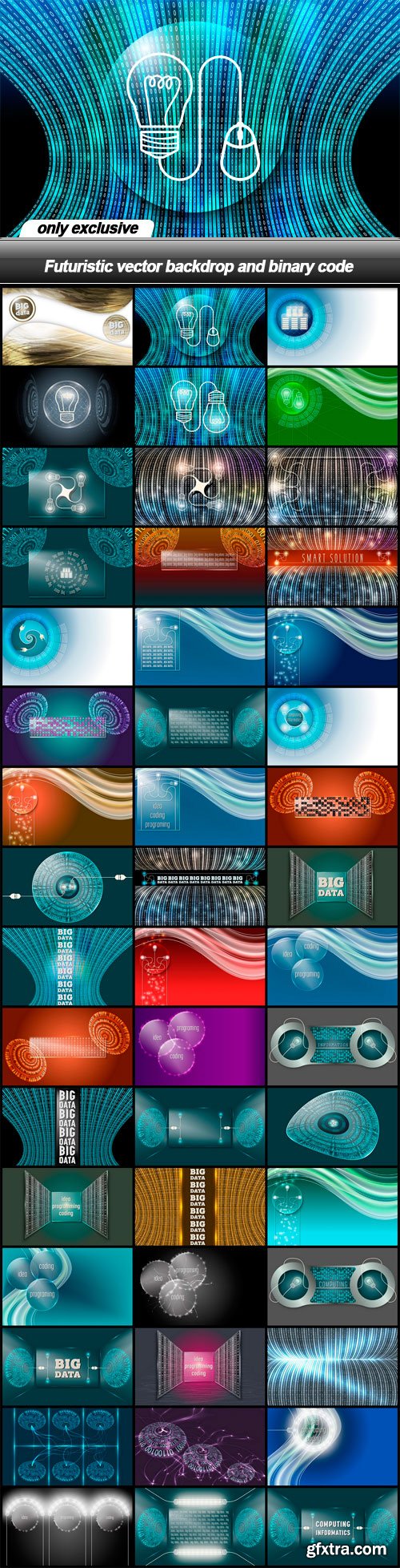 Futuristic vector backdrop and binary code - 48 EPS