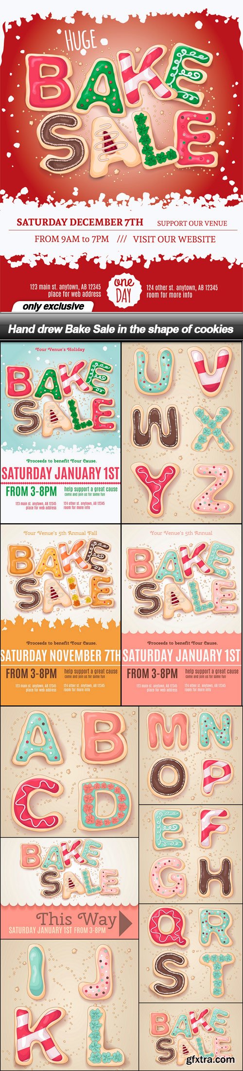 Hand drew Bake Sale in the shape of cookies - 12 EPS