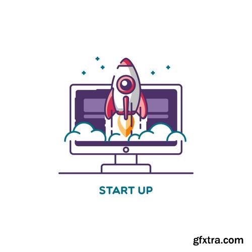 Start Up Business Icon and Logos - Internet Marketing