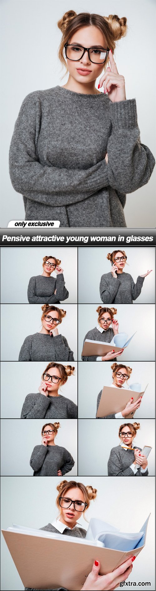 Pensive attractive young woman in glasses - 10 UHQ JPEG