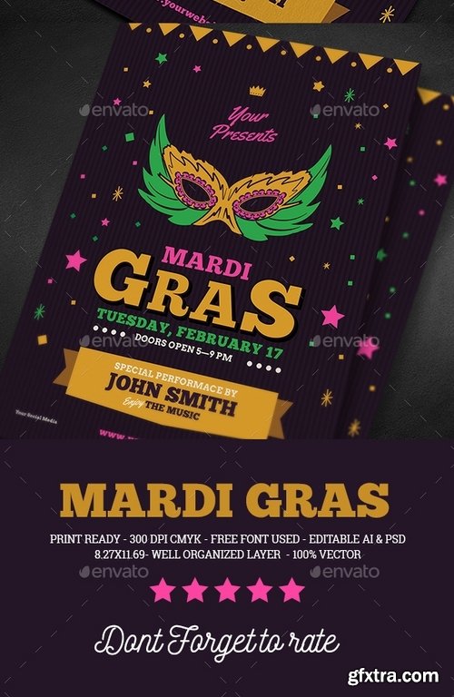 GraphicRiver - Mardi Gras Event Flyer 19282561