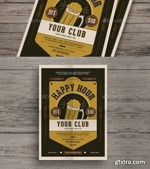 GraphicRiver - Vintage Happy Hour Beer Promotion Flyer 19143182