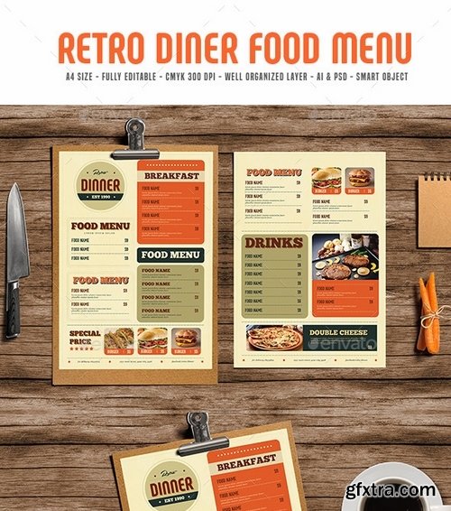 GraphicRiver - Retro Diner Food menu 18701881