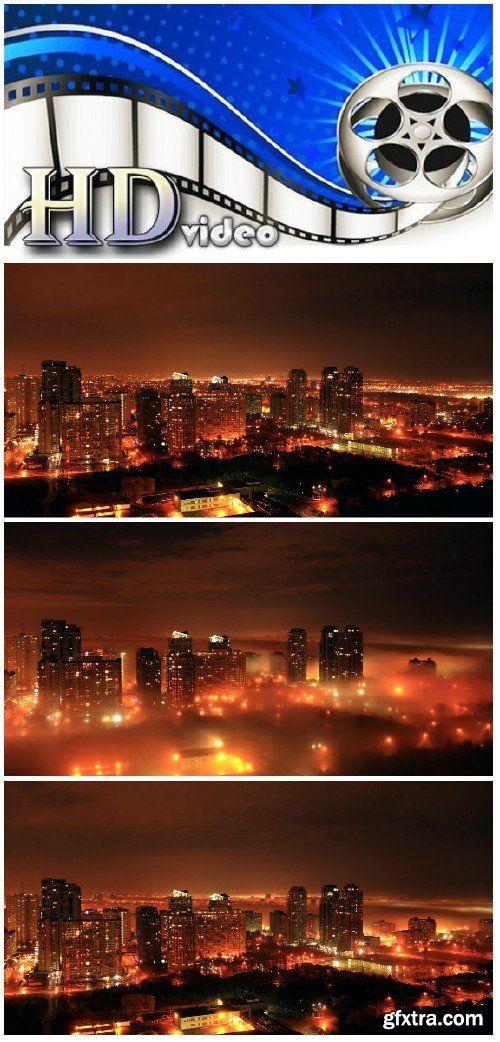 Video footage Foggy City Night