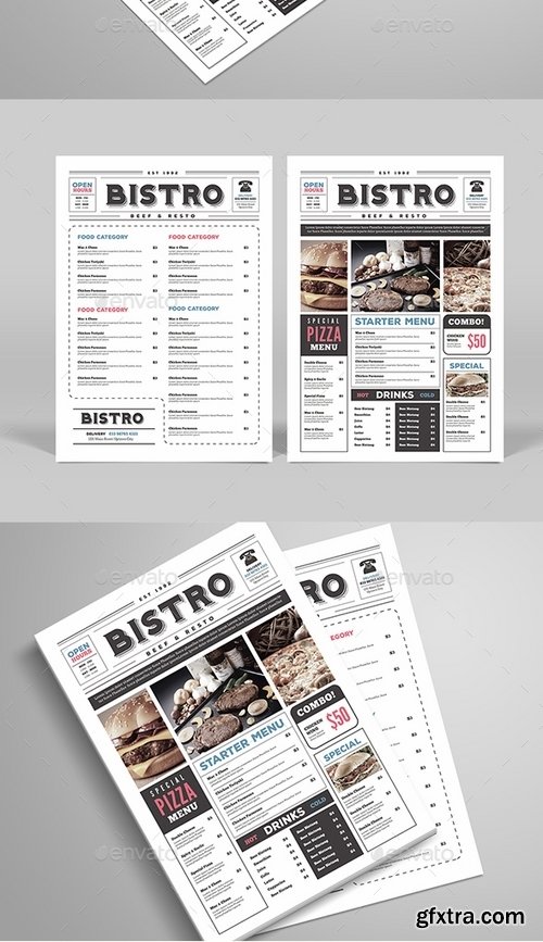 GraphicRiver - Newspaper Style Food Menu 18368690