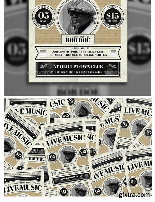 GraphicRiver - Old vintage music flyer 16193007