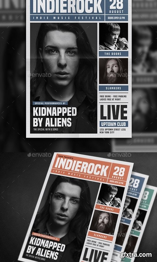 GraphicRiver - Indie Rock Newspaper Style Flyer 15846952