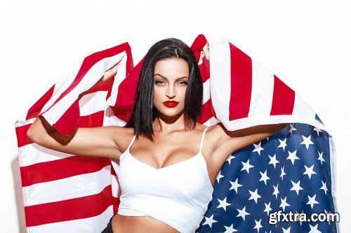 Girl with American flag - 7 UHQ JPEG