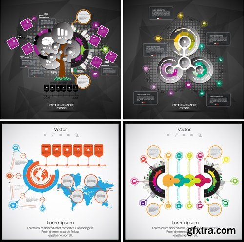 Collection of infographics idea light bulb turn based strategy for business success 2-25 EPS