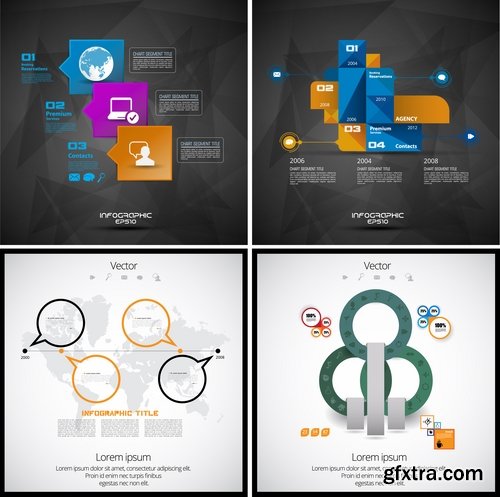 Collection of infographics idea light bulb turn based strategy for business success 2-25 EPS