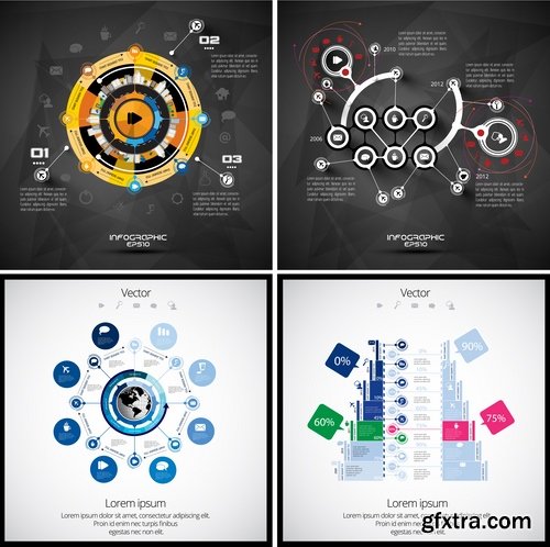 Collection of infographics idea light bulb turn based strategy for business success 2-25 EPS