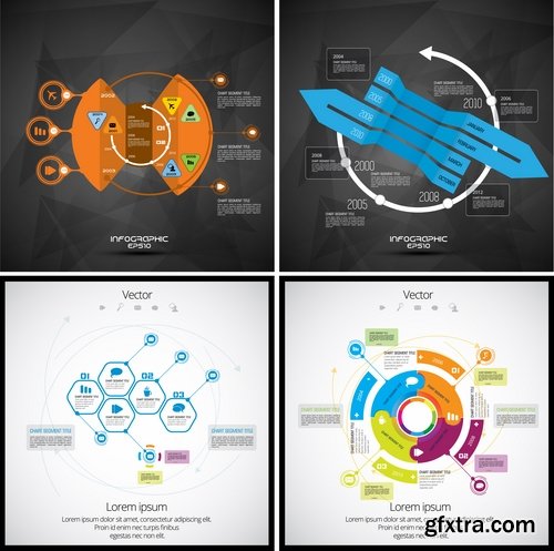 Collection of infographics idea light bulb turn based strategy for business success 2-25 EPS