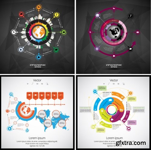 Collection of infographics idea light bulb turn based strategy for business success 2-25 EPS