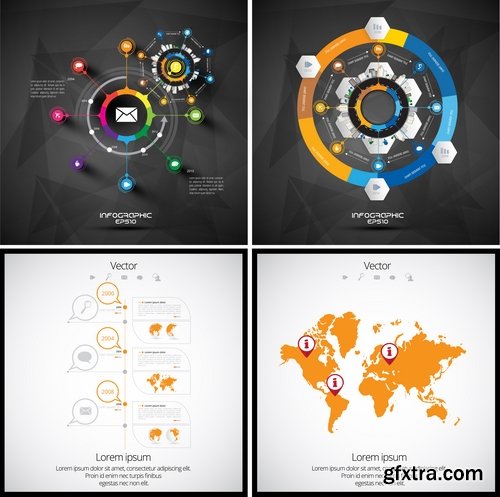 Collection of infographics idea light bulb turn based strategy for business success 2-25 EPS