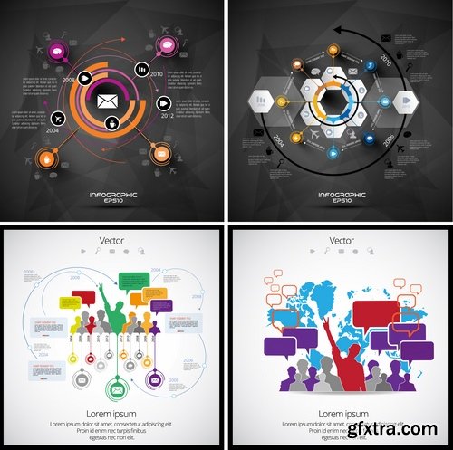 Collection of infographics idea light bulb turn based strategy for business success 2-25 EPS