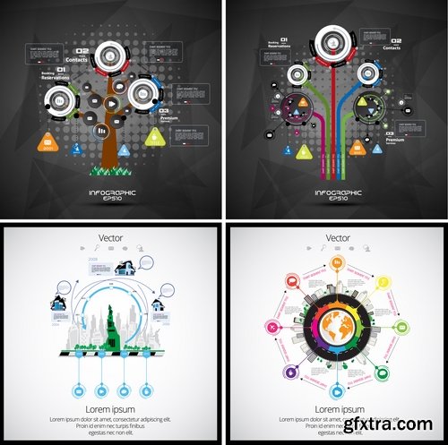 Collection of infographics idea light bulb turn based strategy for business success 2-25 EPS