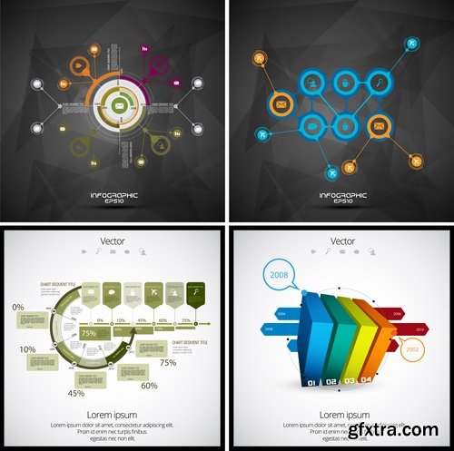 Collection of infographics idea light bulb turn based strategy for business success 2-25 EPS