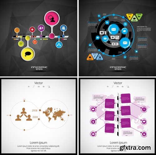 Collection of infographics idea light bulb turn based strategy for business success 2-25 EPS