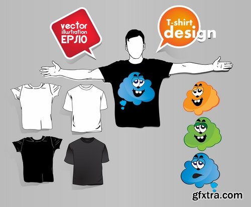 Collection image for clothes image for T-shirt template example stickers 3-25 EPS