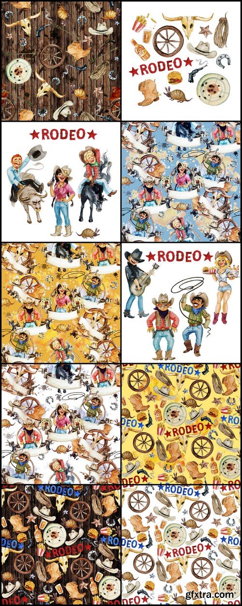 Rodeo american cowboy seamless background 10X JPEG