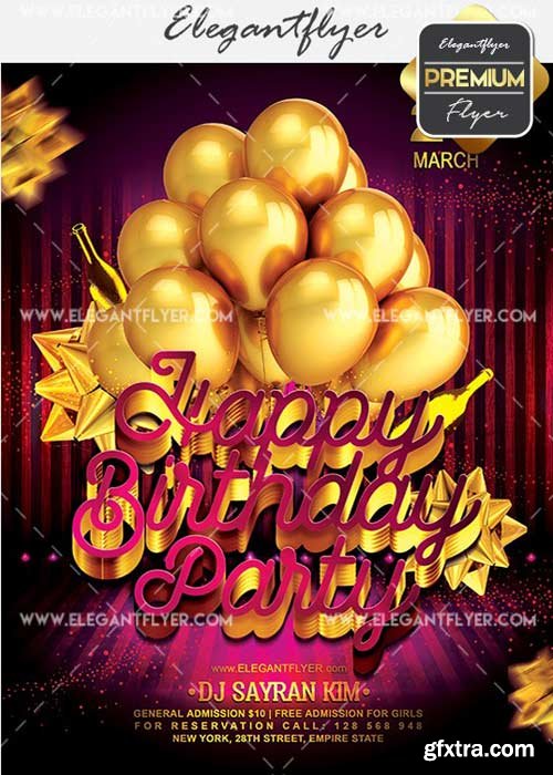 Happy Birthday V12 Flyer PSD Template + Facebook Cover