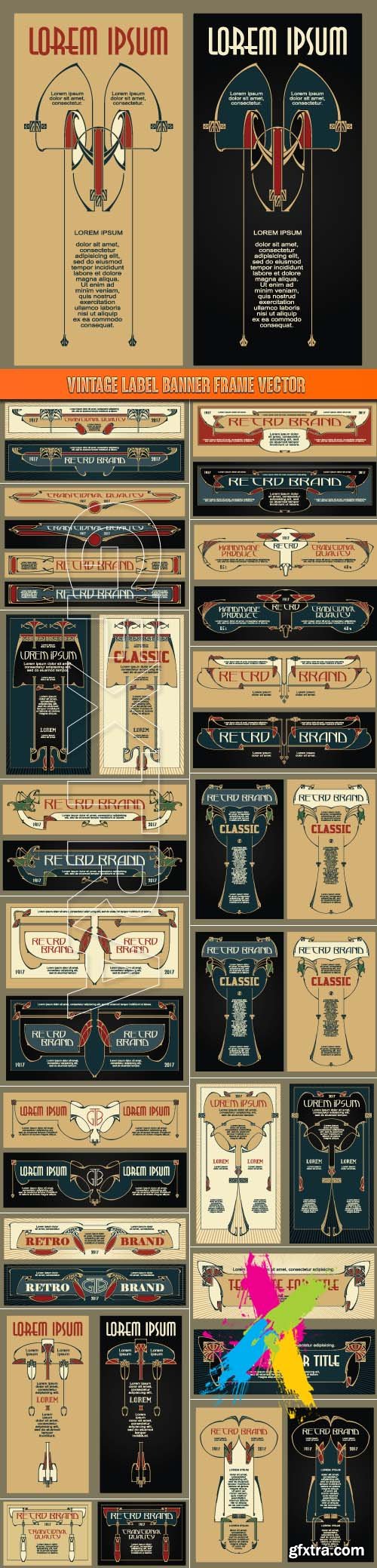 Vintage label banner frame vector