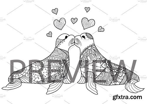 CreativeMarket 50% OFF for 35 Valentine's coloring 1250917