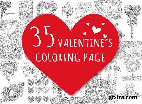 CreativeMarket 50% OFF for 35 Valentine's coloring 1250917