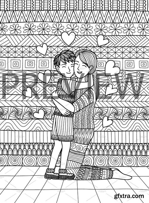 CreativeMarket 50% OFF for 35 Valentine's coloring 1250917