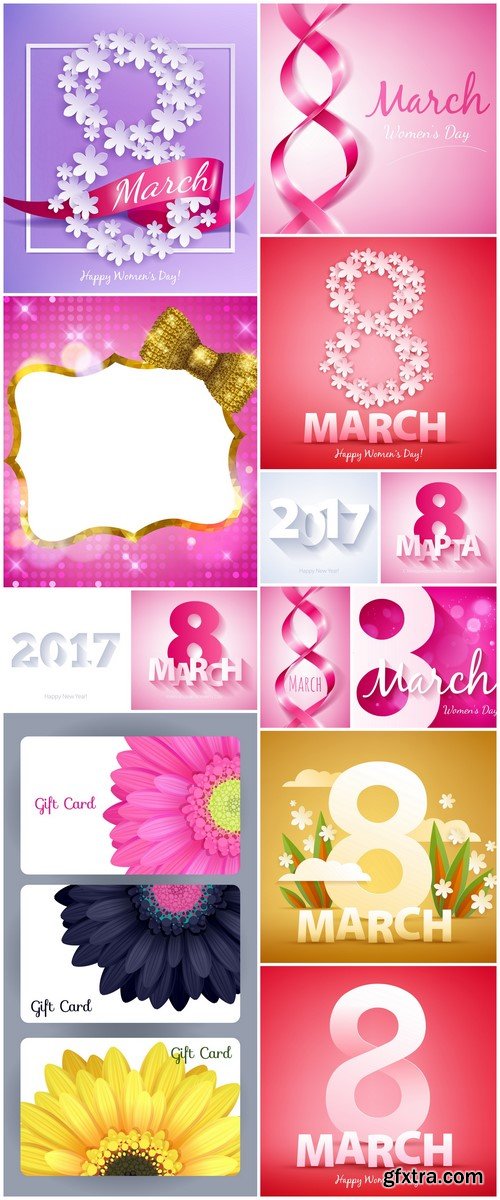 8 march women's day background greeting card 13X EPS