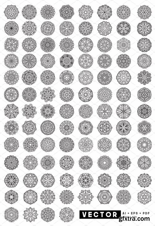 CreativeMarket 100 Vector Mandala Floral Ornaments 1239150