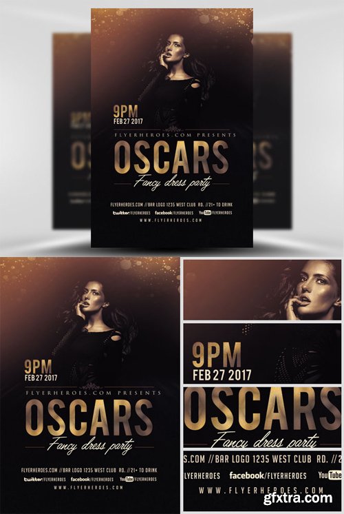 Oscars Fancy Dress Party Flyer Template V3