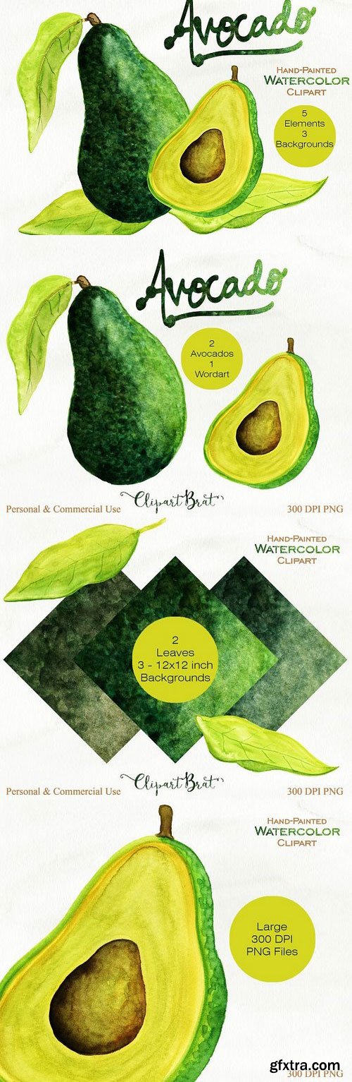 CM - Watercolor Avocado Graphic Set 1255966