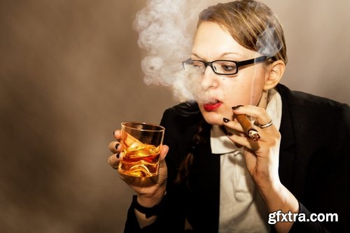 Collection business woman smoking a cigar a cigarette smoke workplace 25 HQ Jpeg