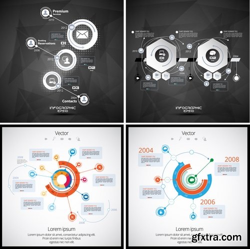 Collection of infographics idea light bulb turn based strategy for business success 3-25 EPS