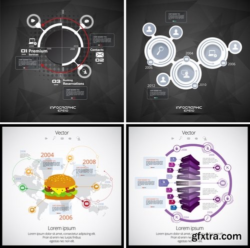 Collection of infographics idea light bulb turn based strategy for business success 3-25 EPS