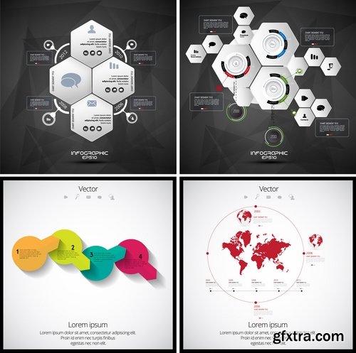 Collection of infographics idea light bulb turn based strategy for business success 3-25 EPS