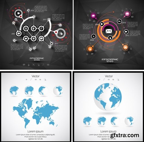 Collection of infographics idea light bulb turn based strategy for business success 3-25 EPS