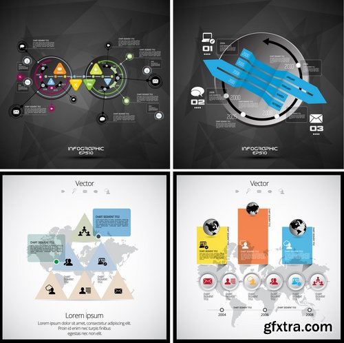 Collection of infographics idea light bulb turn based strategy for business success 3-25 EPS