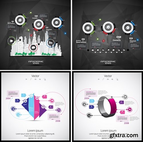 Collection of infographics idea light bulb turn based strategy for business success 3-25 EPS