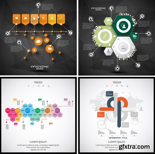 Collection of infographics idea light bulb turn based strategy for business success 3-25 EPS