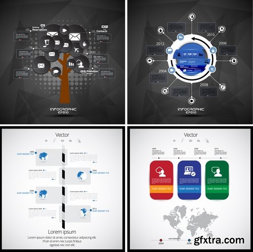 Collection of infographics idea light bulb turn based strategy for business success 3-25 EPS