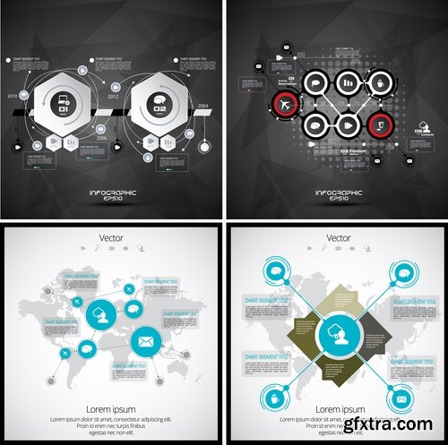 Collection of infographics idea light bulb turn based strategy for business success 3-25 EPS