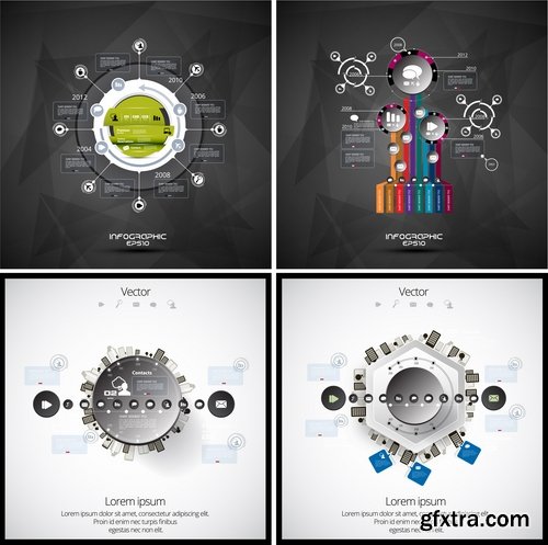 Collection of infographics idea light bulb turn based strategy for business success 3-25 EPS