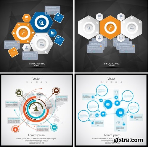 Collection of infographics idea light bulb turn based strategy for business success 3-25 EPS